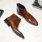 Genuine leather zipper leather boots for men Ankle bootsyes