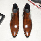 Genuine leather zipper leather boots for men Ankle bootsyes