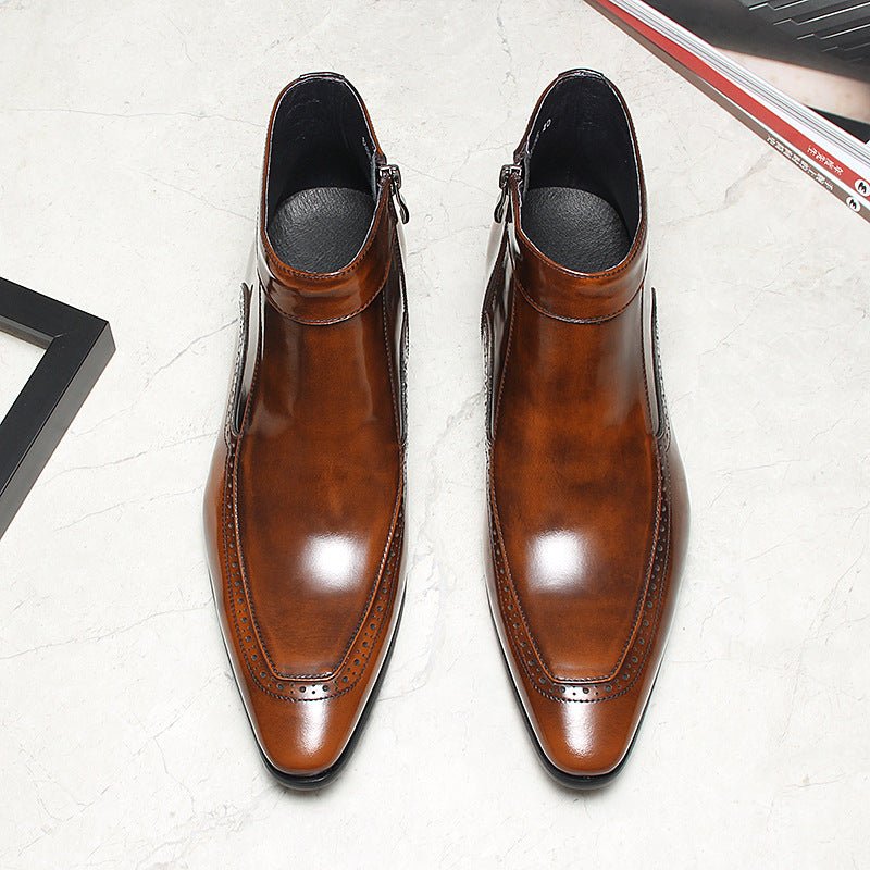 Genuine leather zipper leather boots for men Ankle bootsyes