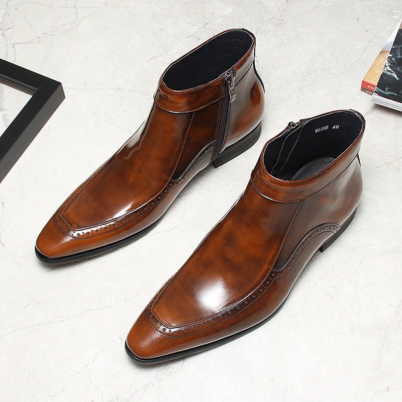 Genuine leather zipper leather boots for men Ankle bootsyes