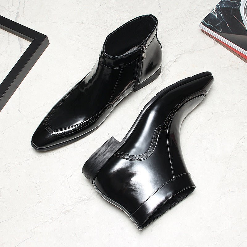 Genuine leather zipper leather boots for men Ankle bootsyes