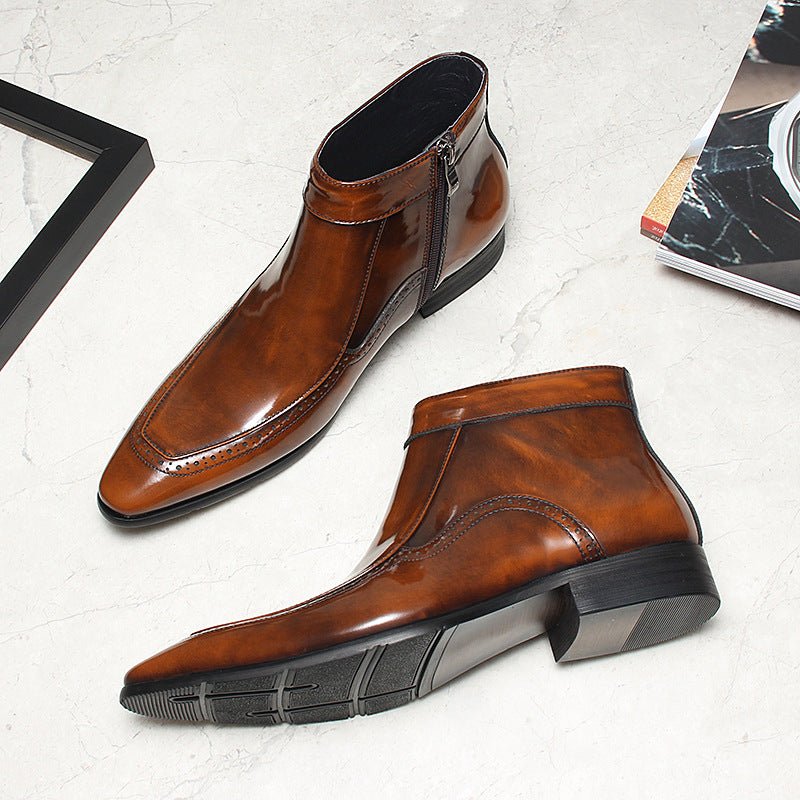 Genuine leather zipper leather boots for men Ankle bootsyes