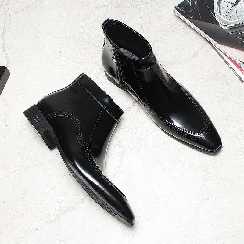 Genuine leather zipper leather boots for men Ankle bootsyes
