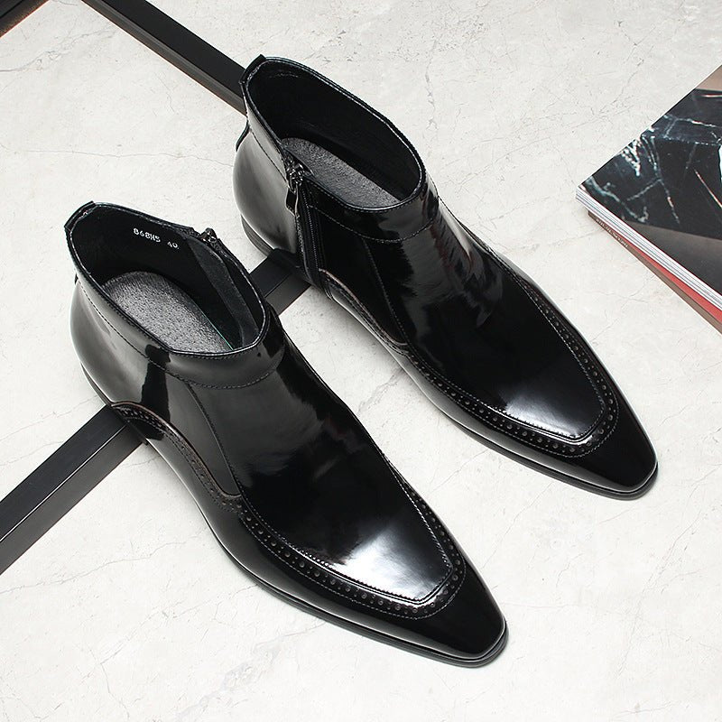 Genuine leather zipper leather boots for men Ankle bootsyes