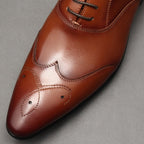 Geometric Medallion Oxford Shoes Pointed Toe Groom Wedding Dress Shoes Menyes