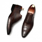 Geometric Medallion Oxford Shoes Pointed Toe Groom Wedding Dress Shoes Menyes