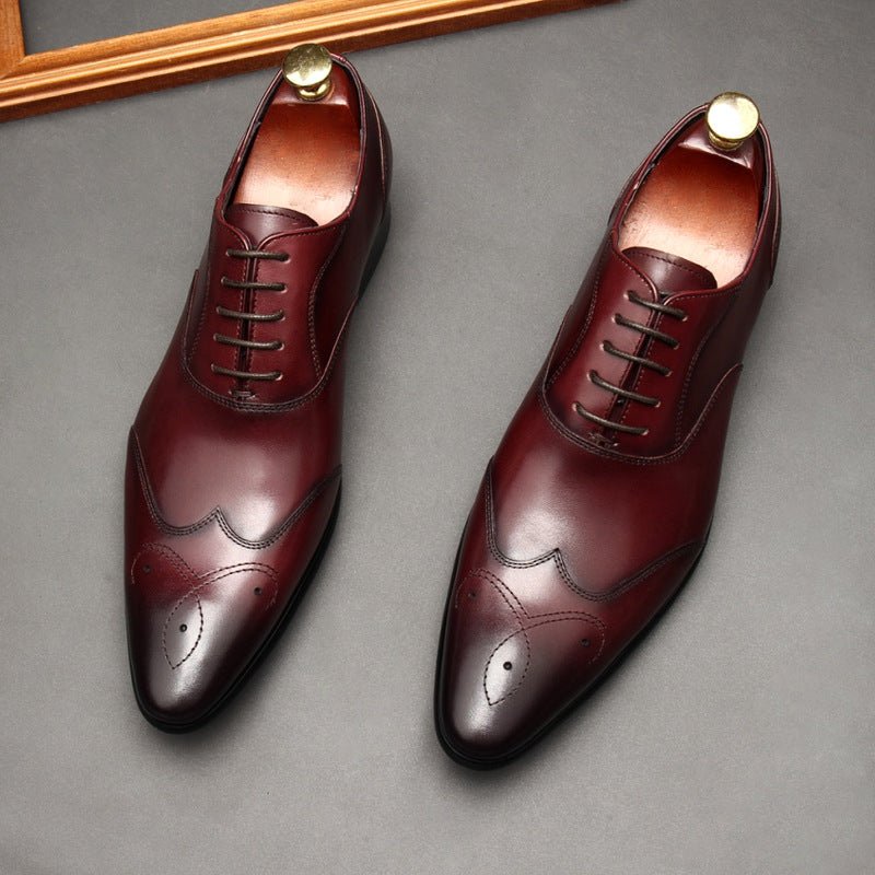 Geometric Medallion Oxford Shoes Pointed Toe Groom Wedding Dress Shoes Menyes