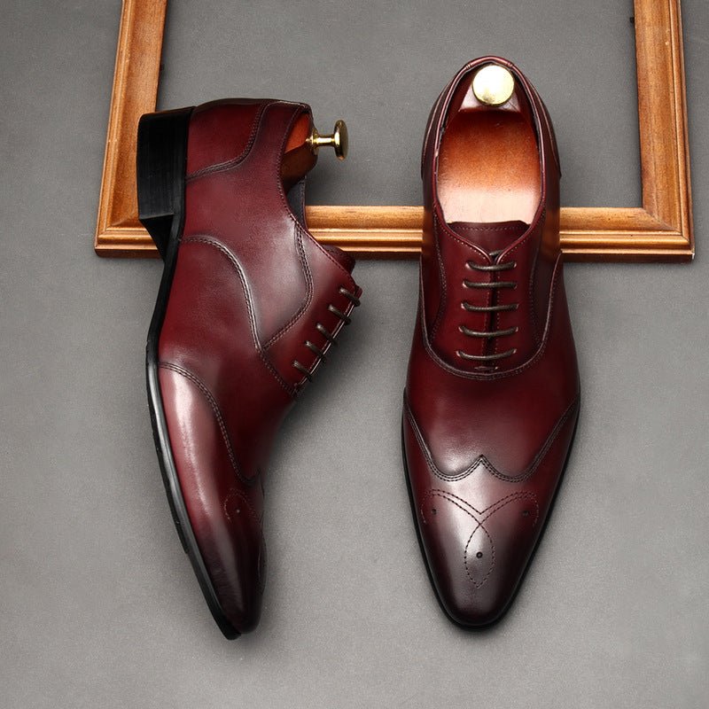 Geometric Medallion Oxford Shoes Pointed Toe Groom Wedding Dress Shoes Menyes