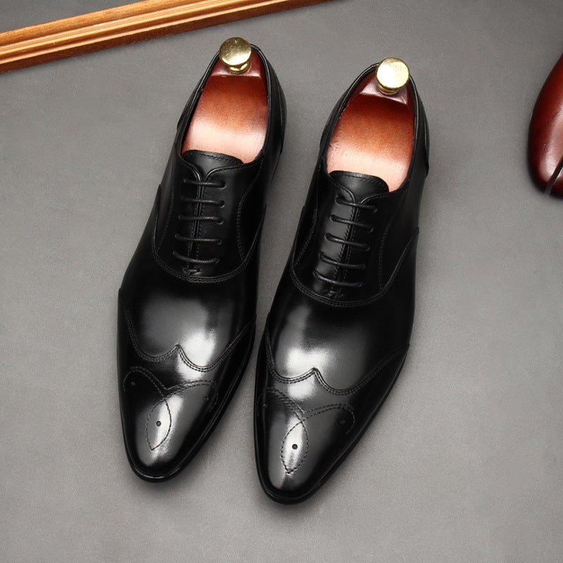 Geometric Medallion Oxford Shoes Pointed Toe Groom Wedding Dress Shoes Menyes