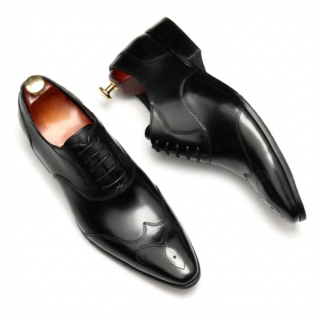 Geometric Medallion Oxford Shoes Pointed Toe Groom Wedding Dress Shoes Menyes