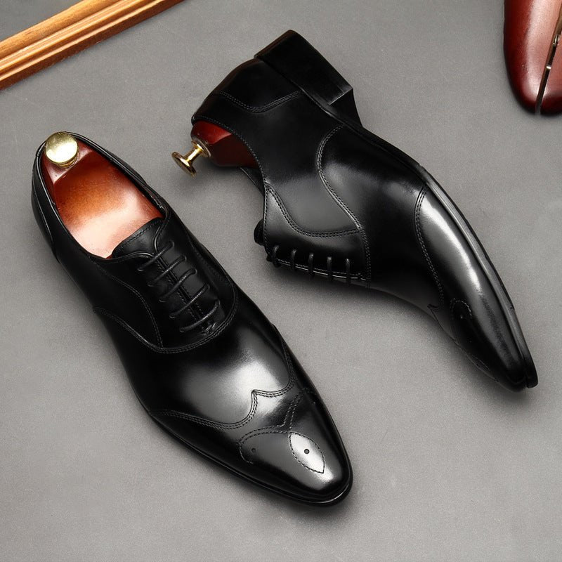 Geometric Medallion Oxford Shoes Pointed Toe Groom Wedding Dress Shoes Menyes