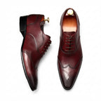 Geometric Medallion Oxford Shoes Pointed Toe Groom Wedding Dress Shoes Menyes