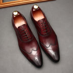 Geometric Medallion Oxford Shoes Pointed Toe Groom Wedding Dress Shoes Menyes