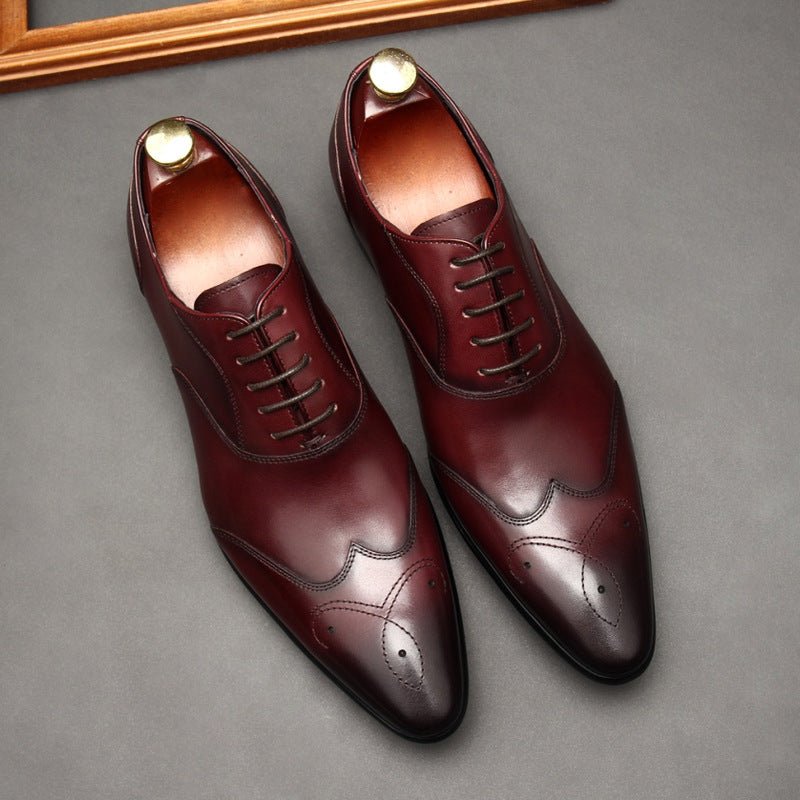 Geometric Medallion Oxford Shoes Pointed Toe Groom Wedding Dress Shoes Menyes