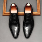 Geometric Medallion Oxford Shoes Pointed Toe Groom Wedding Dress Shoes Menyes