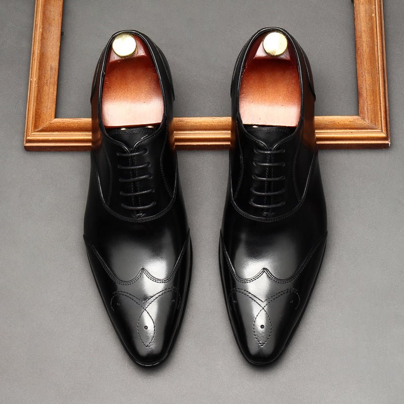 Geometric Medallion Oxford Shoes Pointed Toe Groom Wedding Dress Shoes Menyes