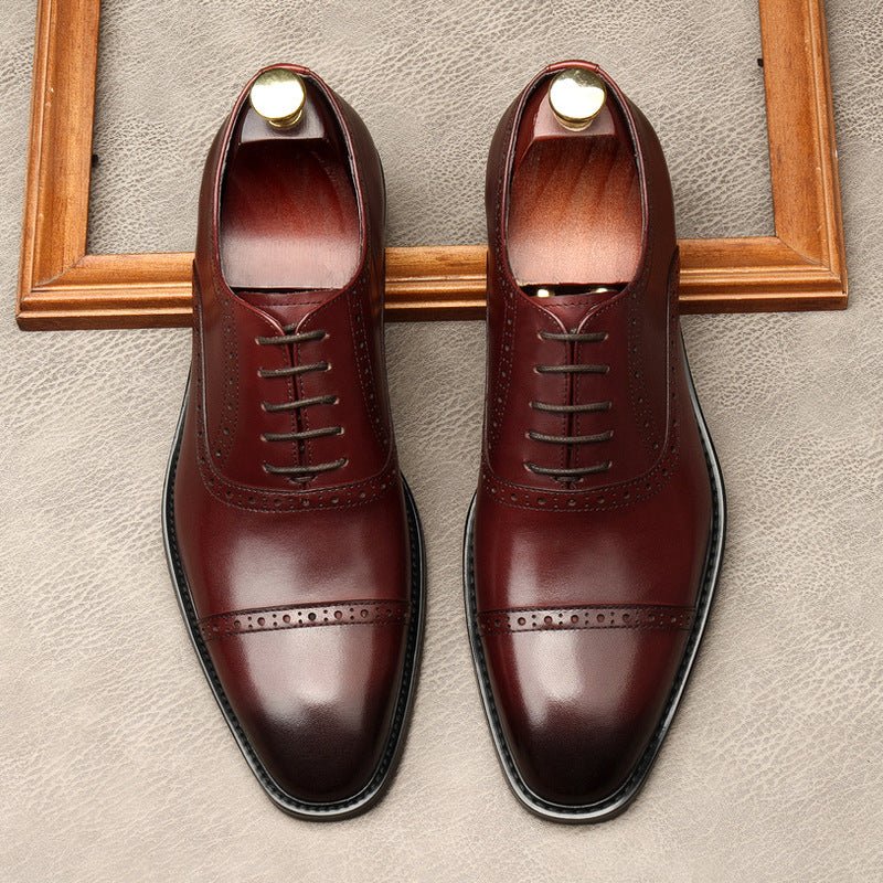 Hand - Patina Pointed Cap - Toe Oxfords Elegant Gala Dress Shoes Menyes