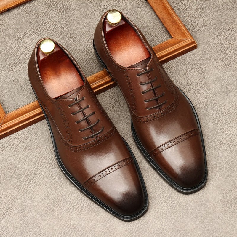 Hand - Patina Pointed Cap - Toe Oxfords Elegant Gala Dress Shoes Menyes