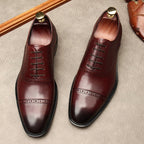 Hand - Patina Pointed Cap - Toe Oxfords Elegant Gala Dress Shoes Menyes