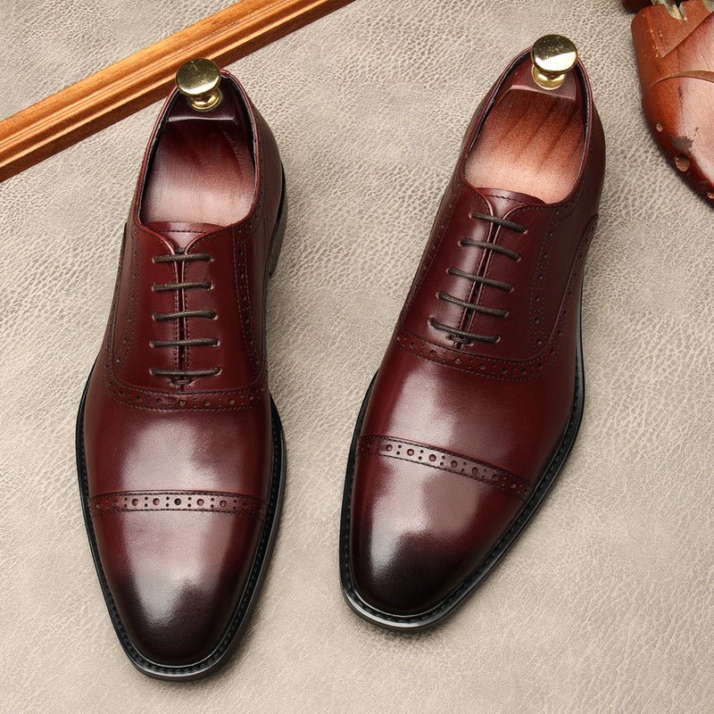 Hand - Patina Pointed Cap - Toe Oxfords Elegant Gala Dress Shoes Menyes