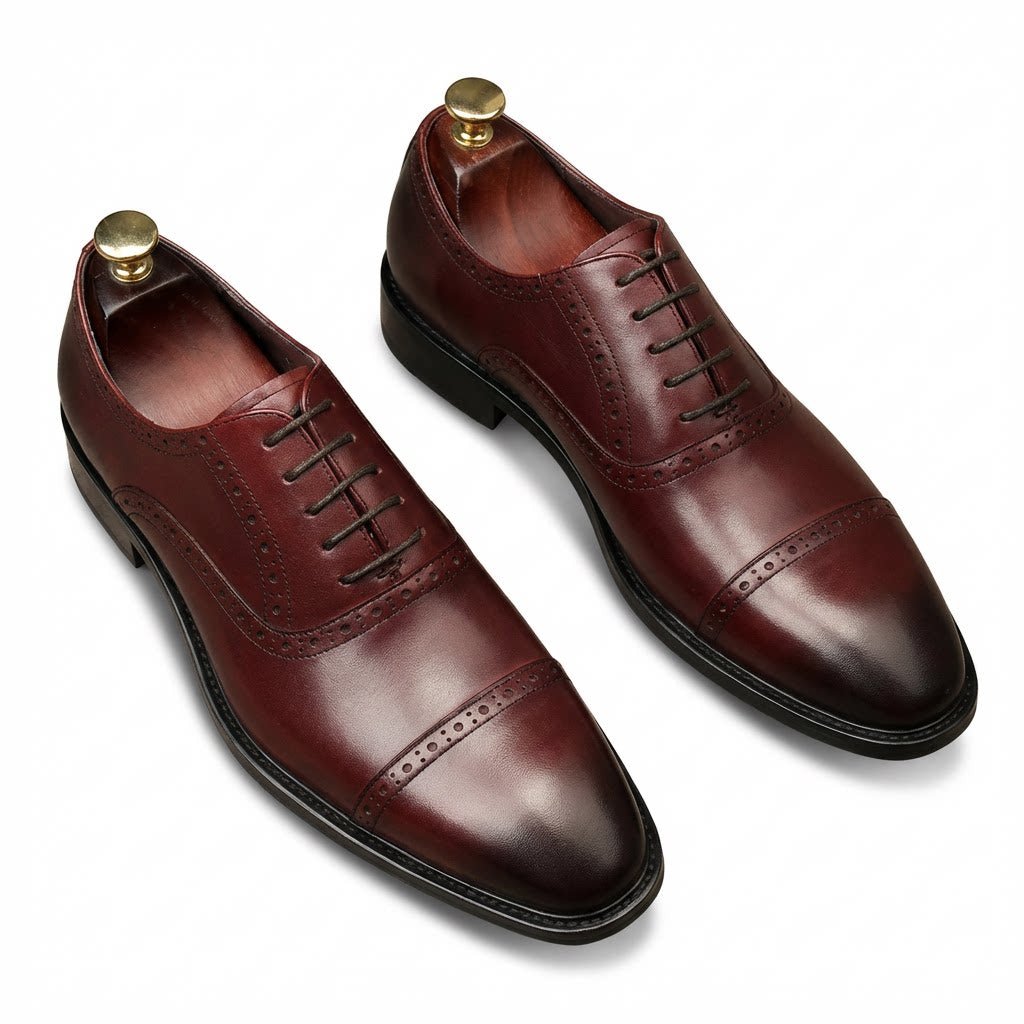 Hand - Patina Pointed Cap - Toe Oxfords Elegant Gala Dress Shoes Menyes