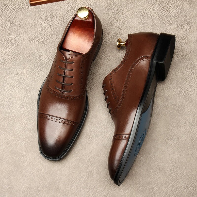 Hand - Patina Pointed Cap - Toe Oxfords Elegant Gala Dress Shoes Menyes