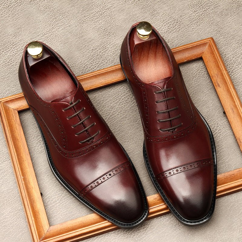 Hand - Patina Pointed Cap - Toe Oxfords Elegant Gala Dress Shoes Menyes
