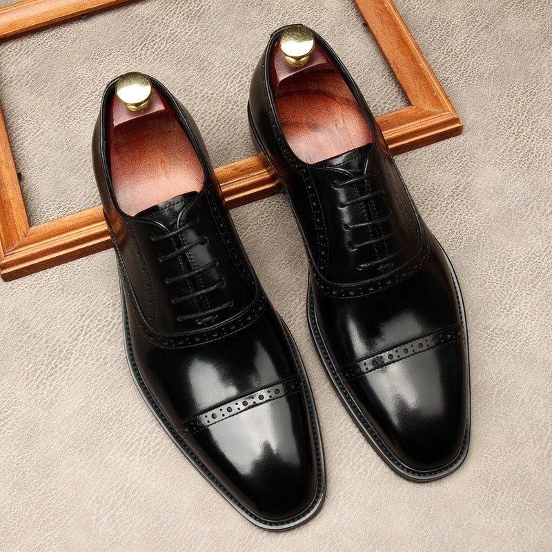 Hand - Patina Pointed Cap - Toe Oxfords Elegant Gala Dress Shoes Menyes