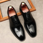 Hand - Patina Pointed Cap - Toe Oxfords Elegant Gala Dress Shoes Menyes