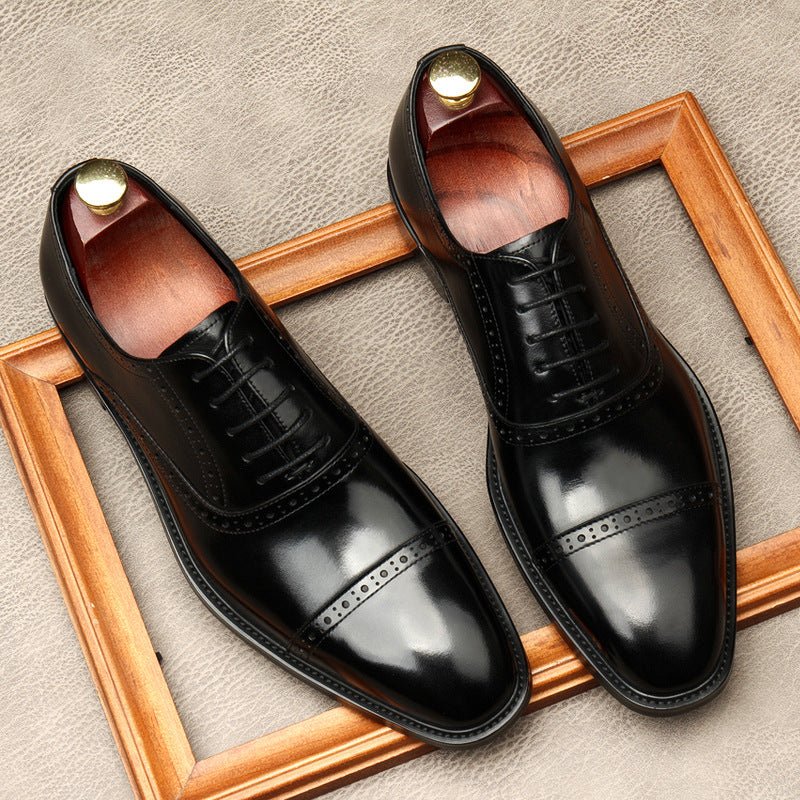 Hand - Patina Pointed Cap - Toe Oxfords Elegant Gala Dress Shoes Menyes