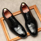Hand - Patina Pointed Cap - Toe Oxfords Elegant Gala Dress Shoes Menyes