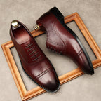 Hand - Patina Pointed Cap - Toe Oxfords Elegant Gala Dress Shoes Menyes