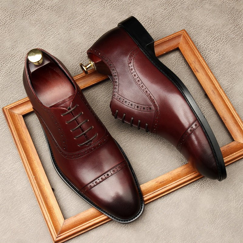 Hand - Patina Pointed Cap - Toe Oxfords Elegant Gala Dress Shoes Menyes