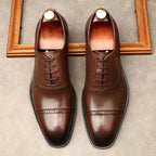 Hand - Patina Pointed Cap - Toe Oxfords Elegant Gala Dress Shoes Menyes