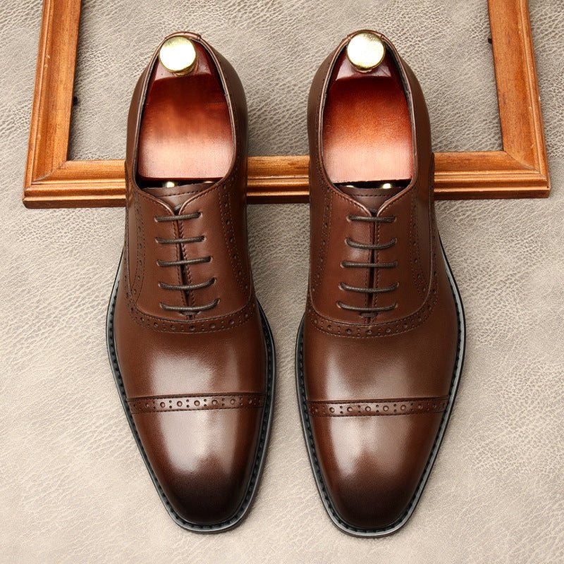 Hand - Patina Pointed Cap - Toe Oxfords Elegant Gala Dress Shoes Menyes