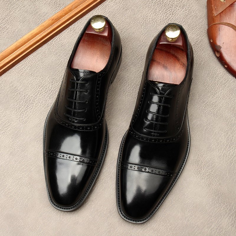 Hand - Patina Pointed Cap - Toe Oxfords Elegant Gala Dress Shoes Menyes