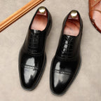 Hand - Patina Pointed Cap - Toe Oxfords Elegant Gala Dress Shoes Menyes