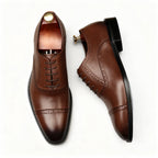 Hand - Patina Pointed Cap - Toe Oxfords Elegant Gala Dress Shoes Menyes