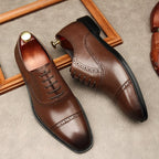 Hand - Patina Pointed Cap - Toe Oxfords Elegant Gala Dress Shoes Menyes