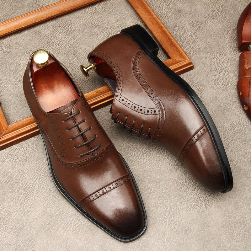 Hand - Patina Pointed Cap - Toe Oxfords Elegant Gala Dress Shoes Menyes