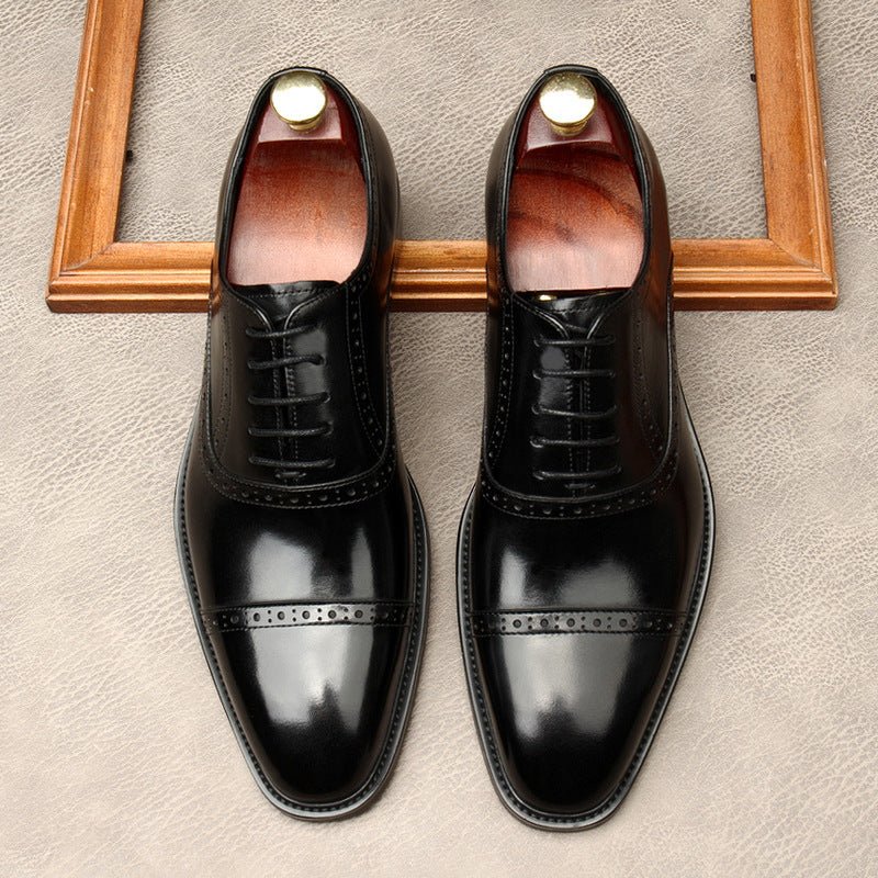 Hand - Patina Pointed Cap - Toe Oxfords Elegant Gala Dress Shoes Menyes