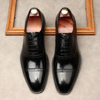 Hand - Patina Pointed Cap - Toe Oxfords Elegant Gala Dress Shoes Menyes