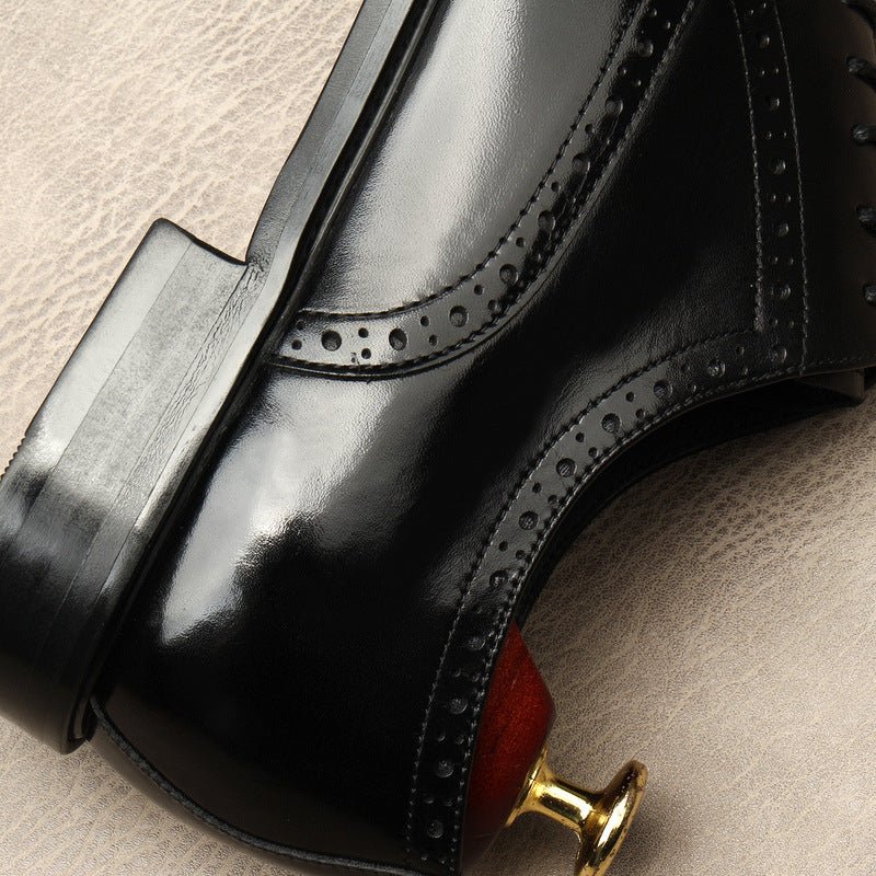 Hand - Patina Pointed Cap - Toe Oxfords Elegant Gala Dress Shoes Menyes