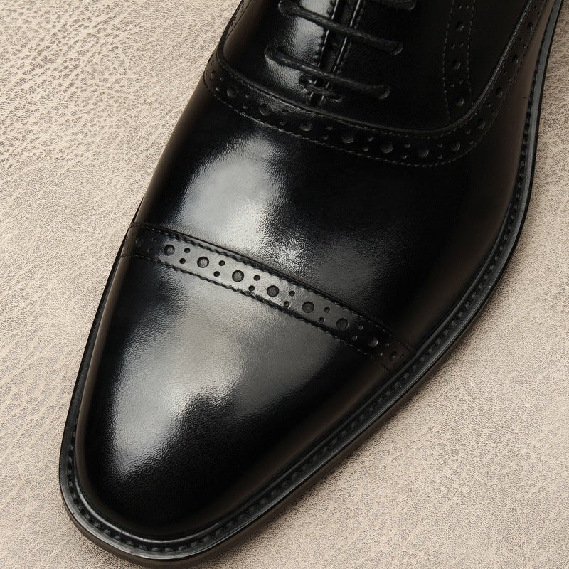 Hand - Patina Pointed Cap - Toe Oxfords Elegant Gala Dress Shoes Menyes