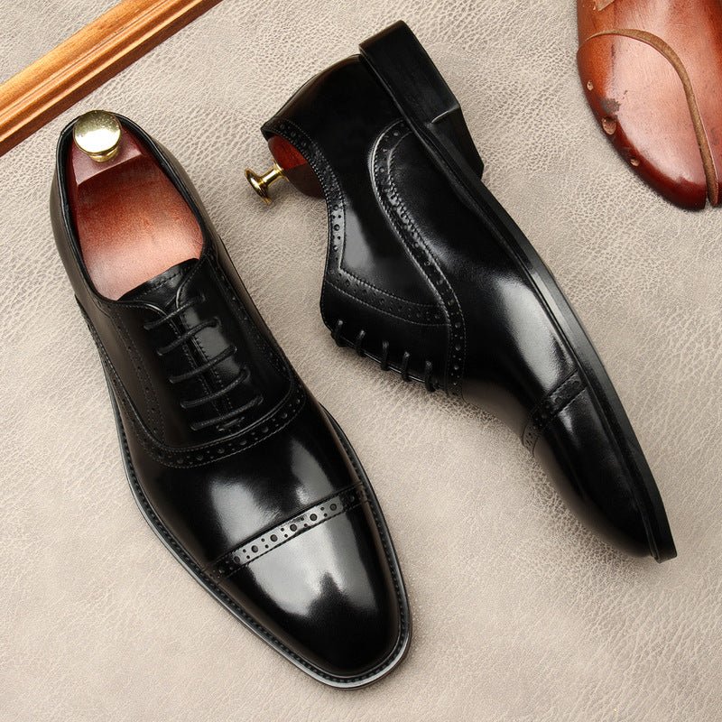Hand - Patina Pointed Cap - Toe Oxfords Elegant Gala Dress Shoes Menyes