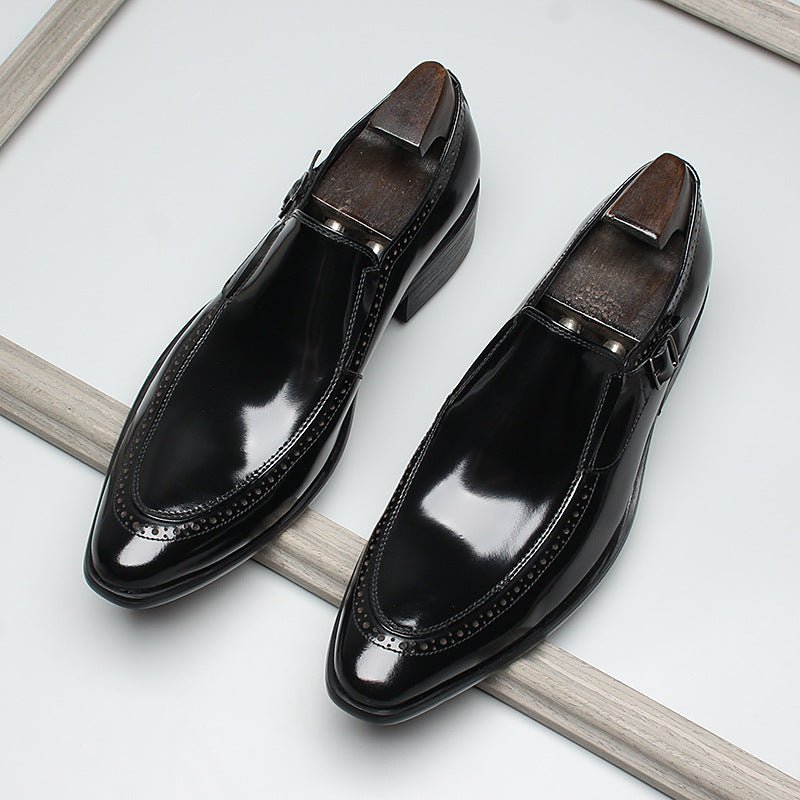 Italian Burnished Men's Loafers: Handcrafted Formal Party Dress Shoesyes
