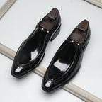 Italian Burnished Men's Loafers: Handcrafted Formal Party Dress Shoesyes