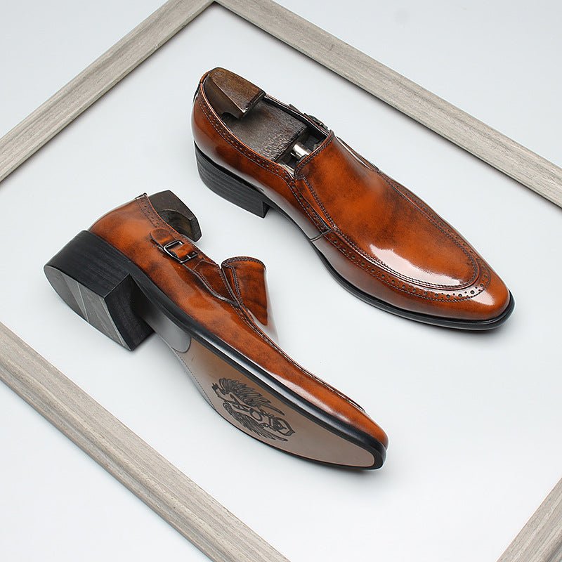Italian Burnished Men's Loafers: Handcrafted Formal Party Dress Shoesyes