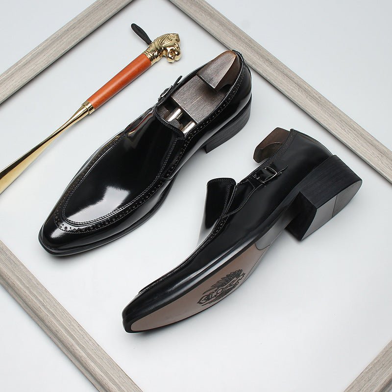 Italian Burnished Men's Loafers: Handcrafted Formal Party Dress Shoesyes