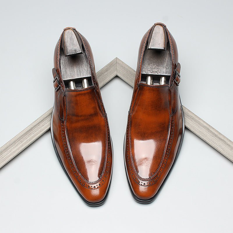 Italian Burnished Men's Loafers: Handcrafted Formal Party Dress Shoesyes